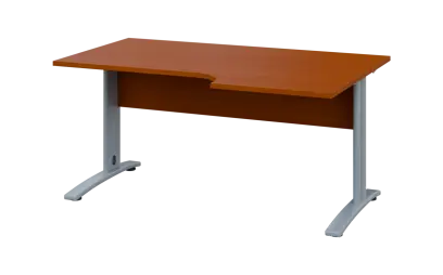 ORK 28 - 166 stůl kancelářský, rohový, pravý, kovová podnož stříbrná, deska 25 mm, široký 1600 mm, třešeň šumavská
