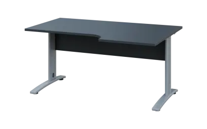 ORK 28 - 166 stůl kancelářský, rohový, pravý, kovová podnož stříbrná, deska 25 mm, široký 1600 mm, a ORK 28 - 166 stůl kancelářský, rohový, pravý, kovová podnož stříbrná, deska 25 mm, široký 1600 mm, antracit