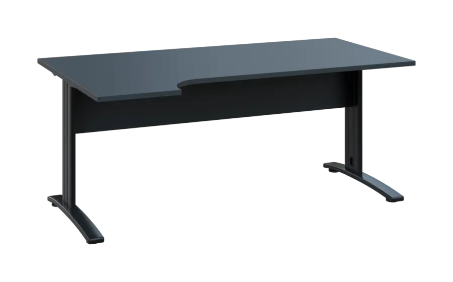 ORK 28 - 184 stůl kancelářský, rohový, levý, kovová podnož černá, deska 25 mm, široký 1800 mm, antracit