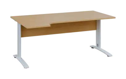 ORK 28 - 184 stůl kancelářský, rohový, levý, kovová podnož bílá, deska 25 mm, široký 1800 mm, javor horský