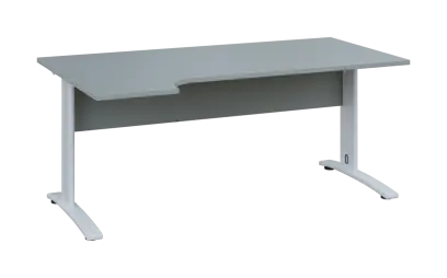 ORK 28 - 184 stůl kancelářský, rohový, levý, kovová podnož bílá, deska 25 mm, široký 1800 mm, šedá