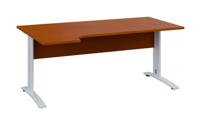 ORK 28 - 184 stůl kancelářský, rohový, levý, kovová podnož bílá, deska 25 mm, široký 1800 mm, třešeň šumavská