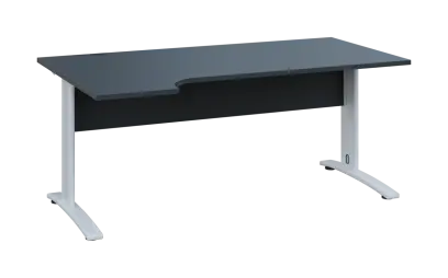 ORK 28 - 184 stůl kancelářský, rohový, levý, kovová podnož bílá, deska 25 mm, široký 1800 mm, antracit