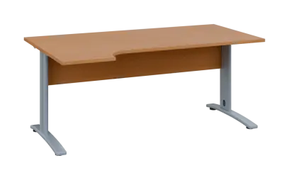 ORK 28 - 184 stůl kancelářský, rohový, levý, kovová podnož stříbrná, deska 25 mm, široký 1800 mm, buk royal