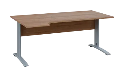 ORK 28 - 184 stůl kancelářský, rohový, levý, kovová podnož stříbrná, deska 25 mm, široký 1800 mm, dub bardolino