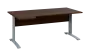 ORK 28 - 184 stůl kancelářský, rohový, levý, kovová podnož stříbrná, deska 25 mm, široký 1800 mm, ořech královský