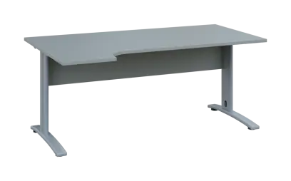 ORK 28 - 184 stůl kancelářský, rohový, levý, kovová podnož stříbrná, deska 25 mm, široký 1800 mm, šedá