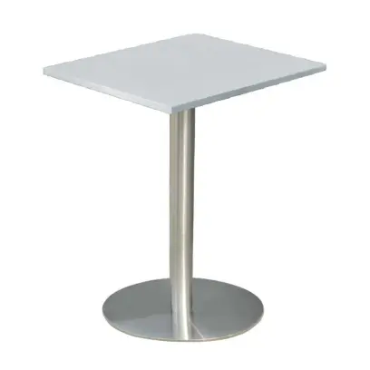 RC 500 - 6 stůl hranatý, deska 600 x 600 mm šedá (síla 25 mm), noha broušený nerez