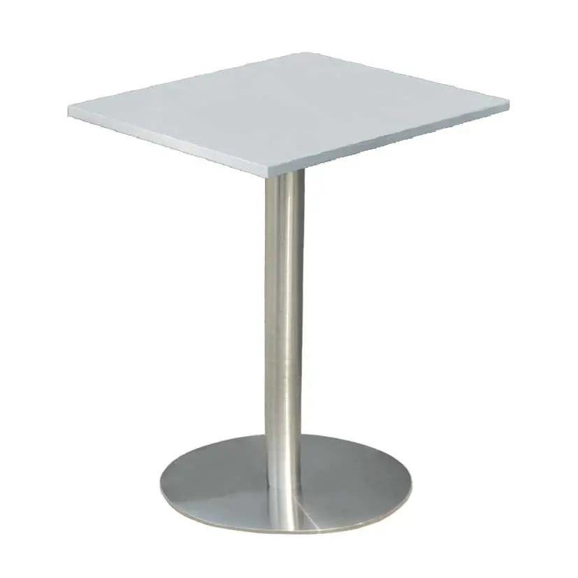 RC 500 - 6 stůl hranatý, deska 600 x 600 mm šedá (síla 25 mm), noha broušený nerez