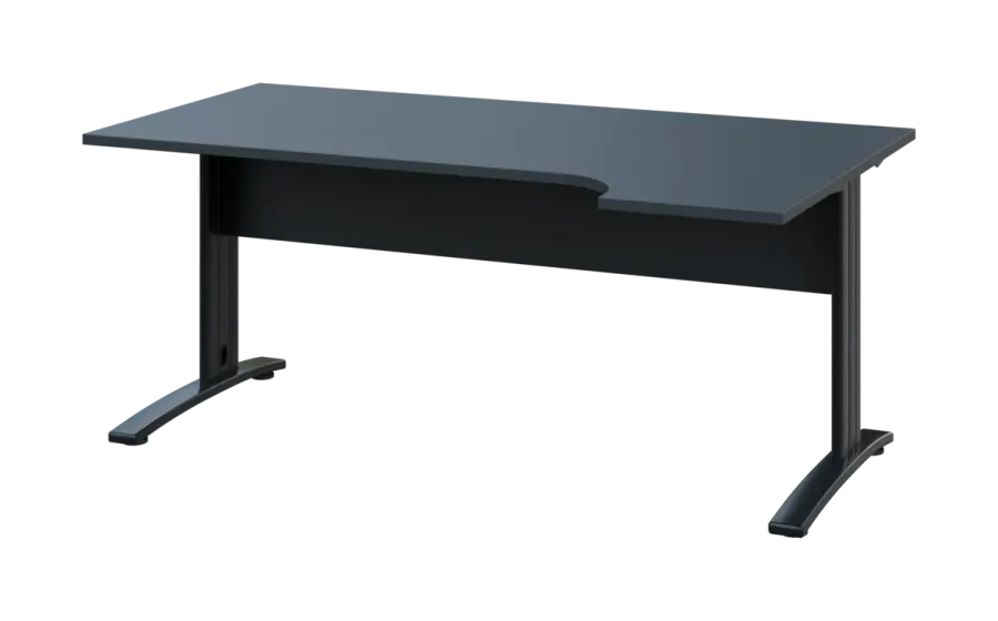 ORK 28 - 184 stůl kancelářský, rohový, pravý, kovová podnož černá, deska 25 mm, široký 1800 mm, antracit