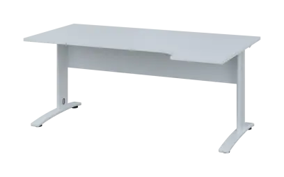 ORK 28 - 184 stůl kancelářský, rohový, pravý, kovová podnož bílá, deska 25 mm, široký 1800 mm, bílá