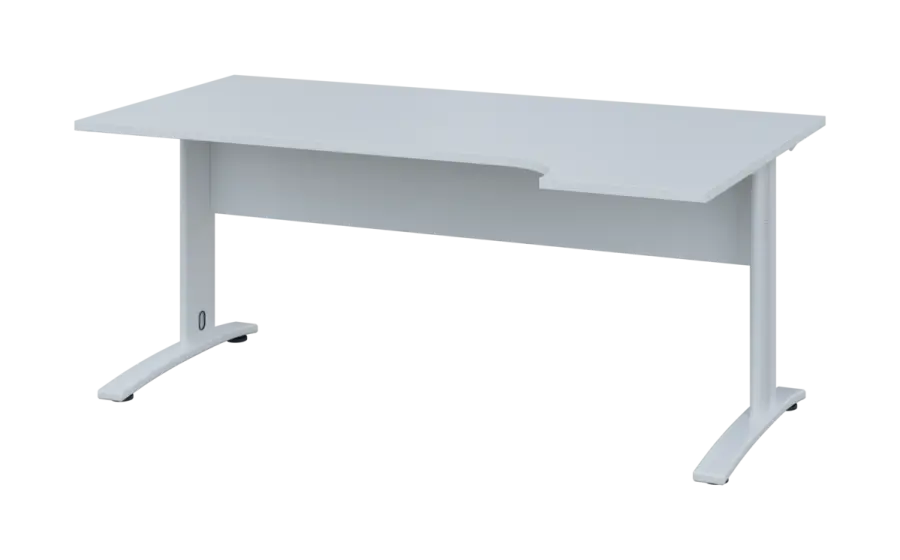 ORK 28 - 184 stůl kancelářský, rohový, pravý, kovová podnož bílá, deska 25 mm, široký 1800 mm, bílá