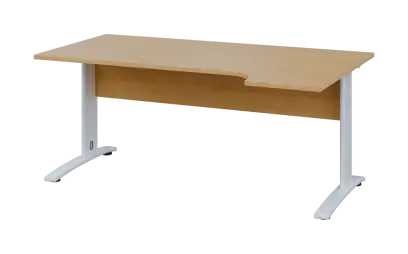 ORK 28 - 184 stůl kancelářský, rohový, pravý, kovová podnož bílá, deska 25 mm, široký 1800 mm, javor horský