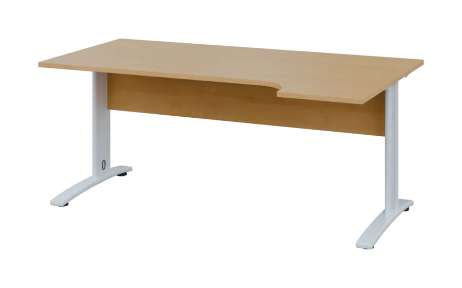 ORK 28 - 184 stůl kancelářský, rohový, pravý, kovová podnož bílá, deska 25 mm, široký 1800 mm, javor horský