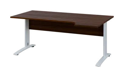 ORK 28 - 184 stůl kancelářský, rohový, pravý, kovová podnož bílá, deska 25 mm, široký 1800 mm, ořech královský
