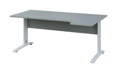 ORK 28 - 184 stůl kancelářský, rohový, pravý, kovová podnož bílá, deska 25 mm, široký 1800 mm, šedá