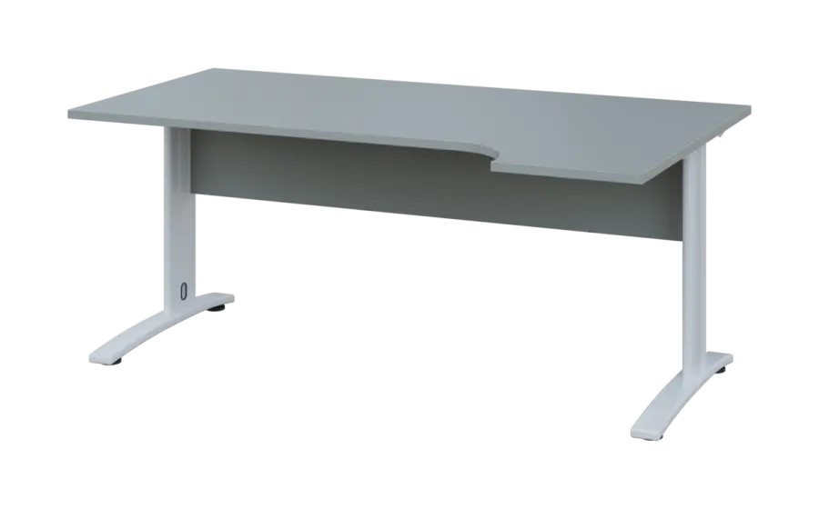 ORK 28 - 184 stůl kancelářský, rohový, pravý, kovová podnož bílá, deska 25 mm, široký 1800 mm, šedá