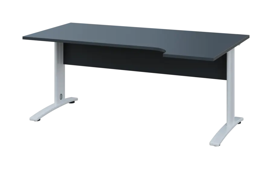 ORK 28 - 184 stůl kancelářský, rohový, pravý, kovová podnož bílá, deska 25 mm, široký 1800 mm, antracit