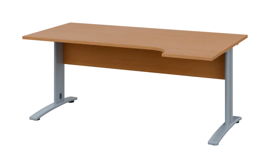 ORK 28 - 184 stůl kancelářský, rohový, pravý, kovová podnož stříbrná, deska 25 mm, široký 1800 mm, buk royal
