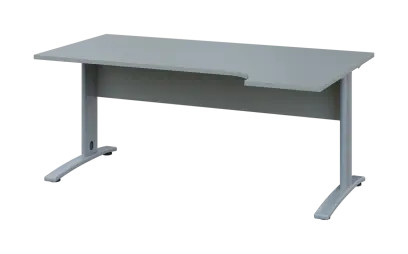 ORK 28 - 184 stůl kancelářský, rohový, pravý, kovová podnož stříbrná, deska 25 mm, široký 1800 mm, šedá