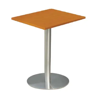 RC 500 - 6 stůl hranatý, deska 600 x 600 mm třešeň šumavská (síla 25 mm), noha broušený nerez