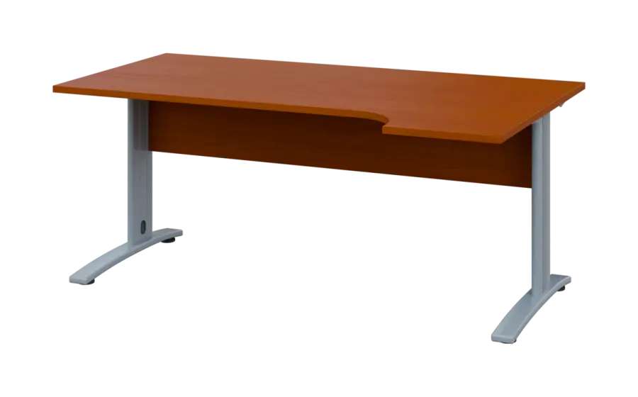 ORK 28 - 184 stůl kancelářský, rohový, pravý, kovová podnož stříbrná, deska 25 mm, široký 1800 mm, třešeň šumavská