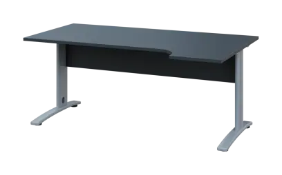 ORK 28 - 184 stůl kancelářský, rohový, pravý, kovová podnož stříbrná, deska 25 mm, široký 1800 mm, antracit