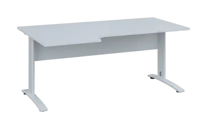 ORK 28 - 186 stůl kancelářský, rohový, levý, kovová podnož bílá, deska 25 mm, široký 1800 mm, bílá