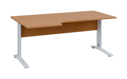 ORK 28 - 186 stůl kancelářský, rohový, levý, kovová podnož bílá, deska 25 mm, široký 1800 mm, buk royal