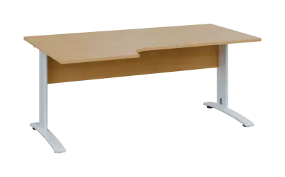 ORK 28 - 186 stůl kancelářský, rohový, levý, kovová podnož bílá, deska 25 mm, široký 1800 mm, javor horský