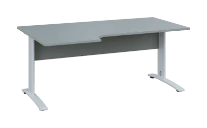 ORK 28 - 186 stůl kancelářský, rohový, levý, kovová podnož bílá, deska 25 mm, široký 1800 mm, šedá