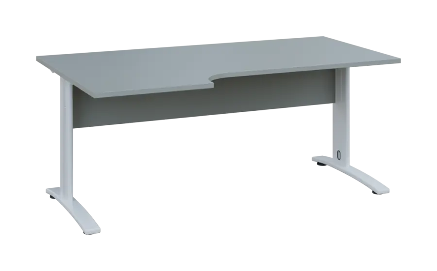 ORK 28 - 186 stůl kancelářský, rohový, levý, kovová podnož bílá, deska 25 mm, široký 1800 mm, šedá