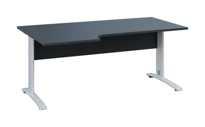 ORK 28 - 186 stůl kancelářský, rohový, levý, kovová podnož bílá, deska 25 mm, široký 1800 mm, antracit
