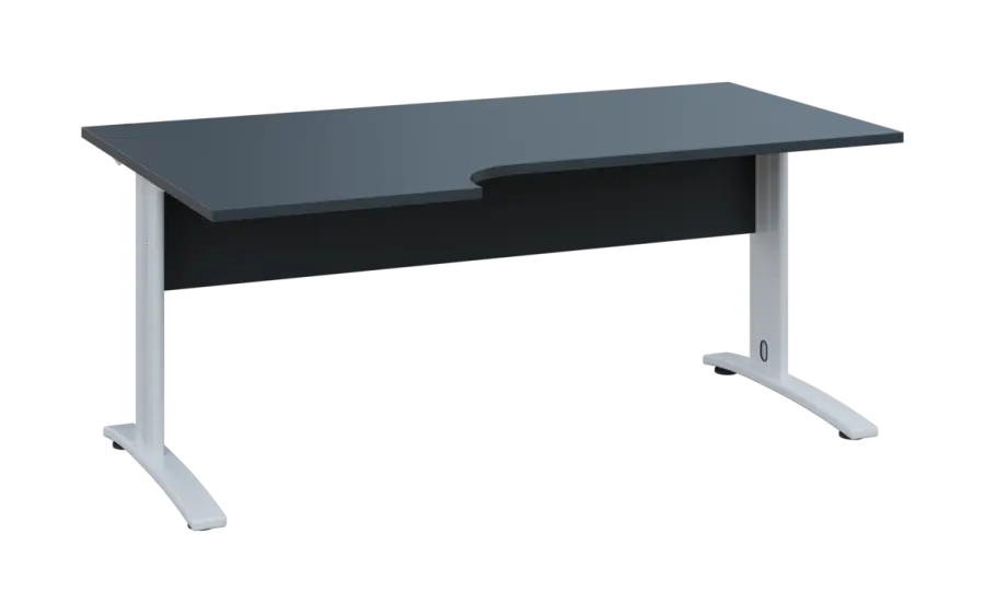 ORK 28 - 186 stůl kancelářský, rohový, levý, kovová podnož bílá, deska 25 mm, široký 1800 mm, antracit