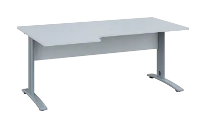 ORK 28 - 186 stůl kancelářský, rohový, levý, kovová podnož stříbrná, deska 25 mm, široký 1800 mm, bílá