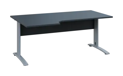 ORK 28 - 186 stůl kancelářský, rohový, levý, kovová podnož stříbrná, deska 25 mm, široký 1800 mm, antracit