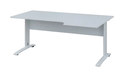 ORK 28 - 186 stůl kancelářský, rohový, pravý, kovová podnož bílá, deska 25 mm, široký 1800 mm, bílá