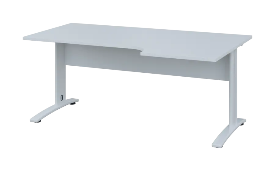 ORK 28 - 186 stůl kancelářský, rohový, pravý, kovová podnož bílá, deska 25 mm, široký 1800 mm, bílá