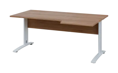 ORK 28 - 186 stůl kancelářský, rohový, pravý, kovová podnož bílá, deska 25 mm, široký 1800 mm, dub bardolino