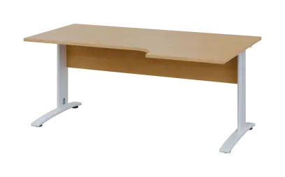 ORK 28 - 186 stůl kancelářský, rohový, pravý, kovová podnož bílá, deska 25 mm, široký 1800 mm, javor horský