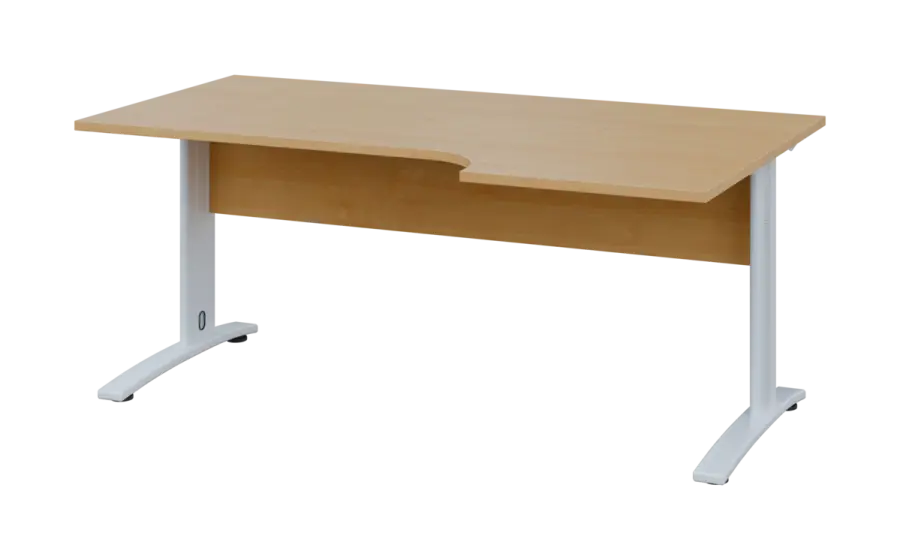ORK 28 - 186 stůl kancelářský, rohový, pravý, kovová podnož bílá, deska 25 mm, široký 1800 mm, javor horský
