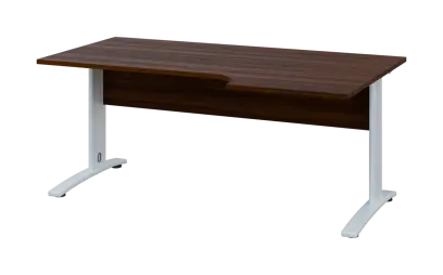 ORK 28 - 186 stůl kancelářský, rohový, pravý, kovová podnož bílá, deska 25 mm, široký 1800 mm, ořech královský