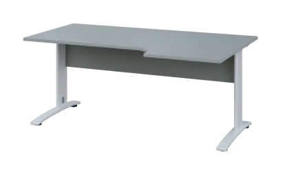 ORK 28 - 186 stůl kancelářský, rohový, pravý, kovová podnož bílá, deska 25 mm, široký 1800 mm, šedá