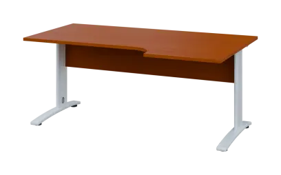 ORK 28 - 186 stůl kancelářský, rohový, pravý, kovová podnož bílá, deska 25 mm, široký 1800 mm, třešeň šumavská