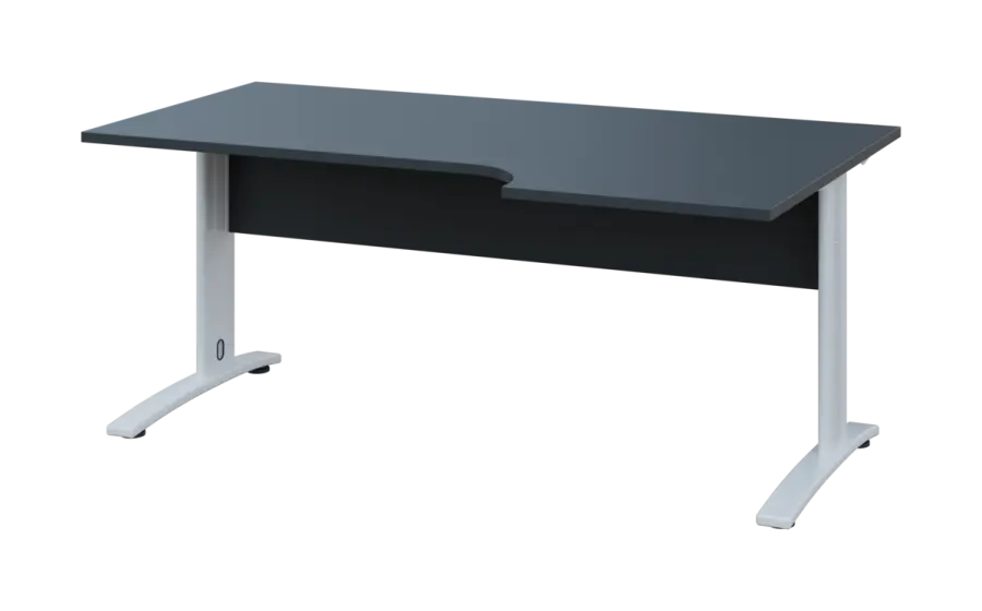 ORK 28 - 186 stůl kancelářský, rohový, pravý, kovová podnož bílá, deska 25 mm, široký 1800 mm, antracit