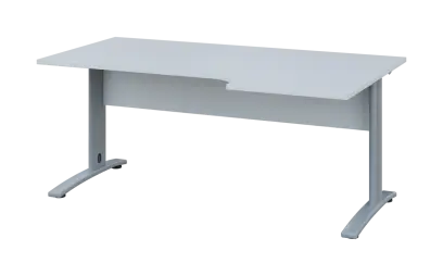 ORK 28 - 186 stůl kancelářský, rohový, pravý, kovová podnož stříbrná, deska 25 mm, široký 1800 mm, bílá