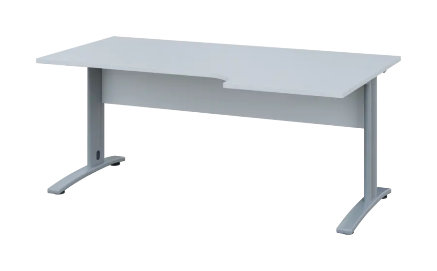 ORK 28 - 186 stůl kancelářský, rohový, pravý, kovová podnož stříbrná, deska 25 mm, široký 1800 mm, bílá