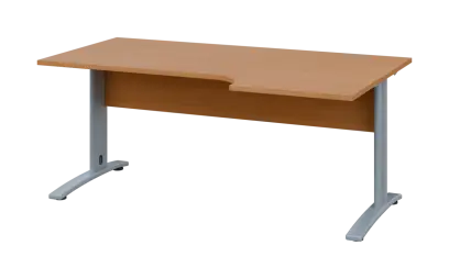 ORK 28 - 186 stůl kancelářský, rohový, pravý, kovová podnož stříbrná, deska 25 mm, široký 1800 mm, buk royal