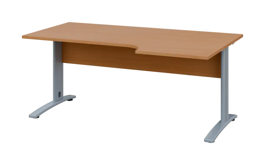 ORK 28 - 186 stůl kancelářský, rohový, pravý, kovová podnož stříbrná, deska 25 mm, široký 1800 mm, buk royal