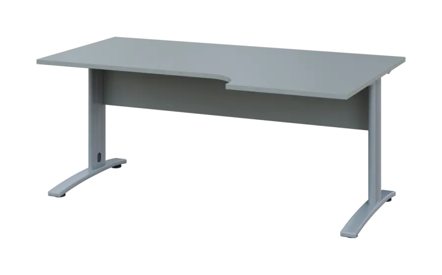 ORK 28 - 186 stůl kancelářský, rohový, pravý, kovová podnož stříbrná, deska 25 mm, široký 1800 mm, šedá
